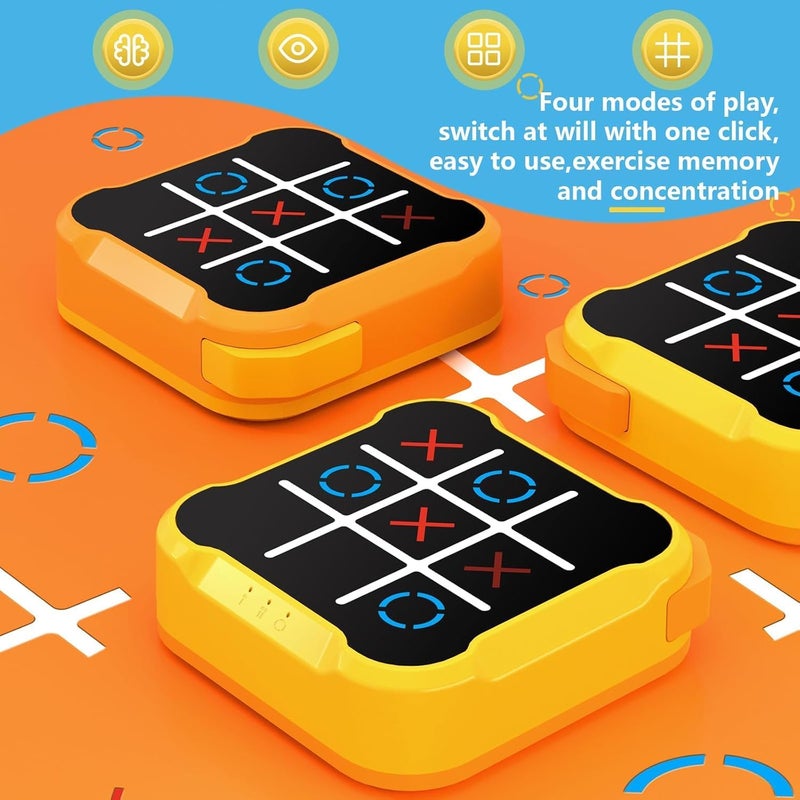 Tic Tac Toe Bolt Game, Electronic Handheld Puzzle Game Console, Portable Infinite TicTacToe Travel Game, Family, Toys Board Games for Kids and Adults (orange) - Image 1