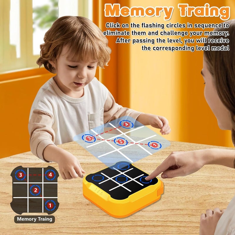 Tic Tac Toe Bolt Game, Electronic Handheld Puzzle Game Console, Portable Infinite TicTacToe Travel Game, Family, Toys Board Games for Kids and Adults (orange) - Image 2