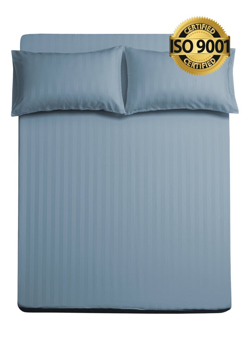 Master Home Textile Single Microfiber Sheet Set,  Single Size 2 Pieces, Hotel Stripes Design - Image 1