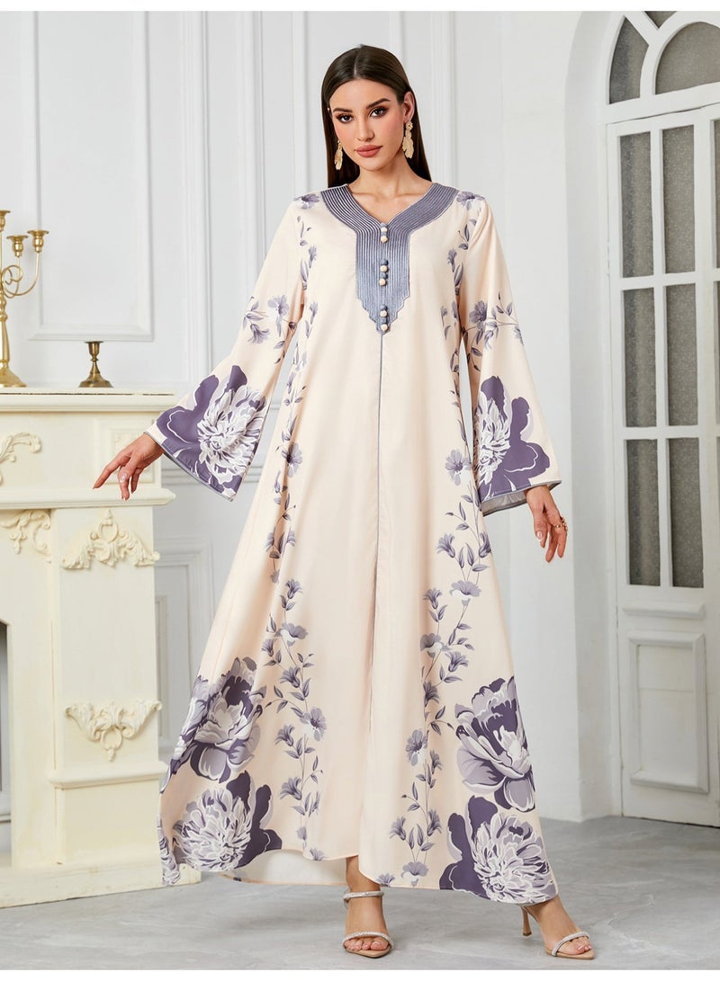 Printed loose robe dress - Image 5