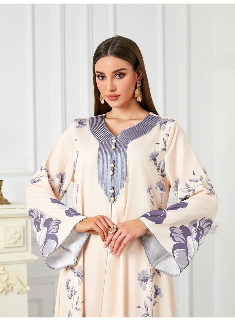 Printed loose robe dress - Image 2