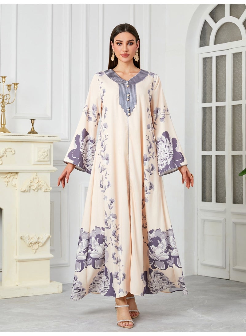 Printed loose robe dress - Image 3
