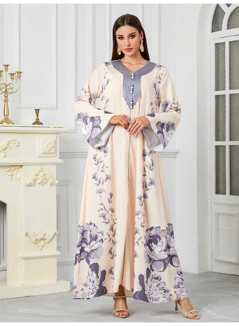 Printed loose robe dress - Image 1