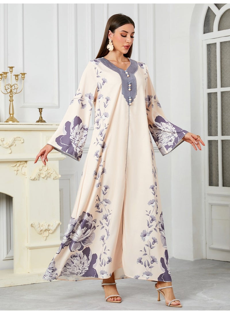 Printed loose robe dress - Image 4