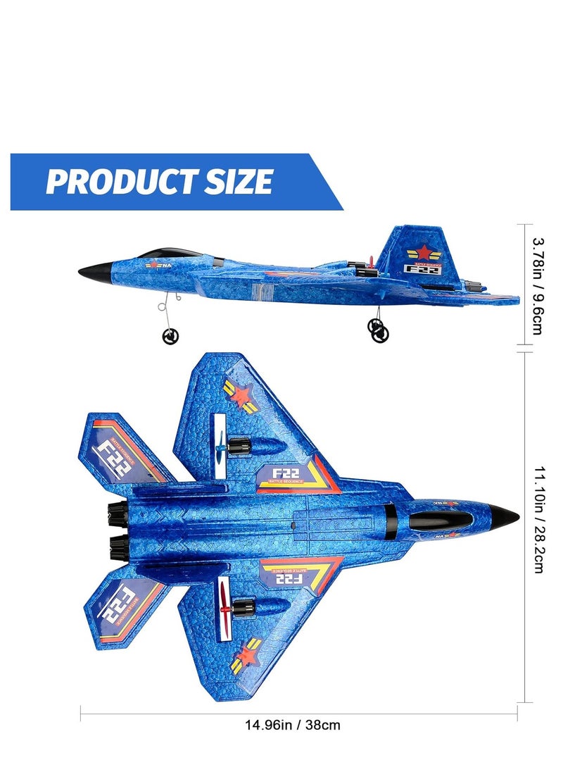 TOYS-EGYPT Raptor RFT-22 RC Airplane, 2.4GHz 6-Axis Gyroscope with Light Bar, Jet Fighter Toy for Kids and Beginners (Blue)  - Image 2