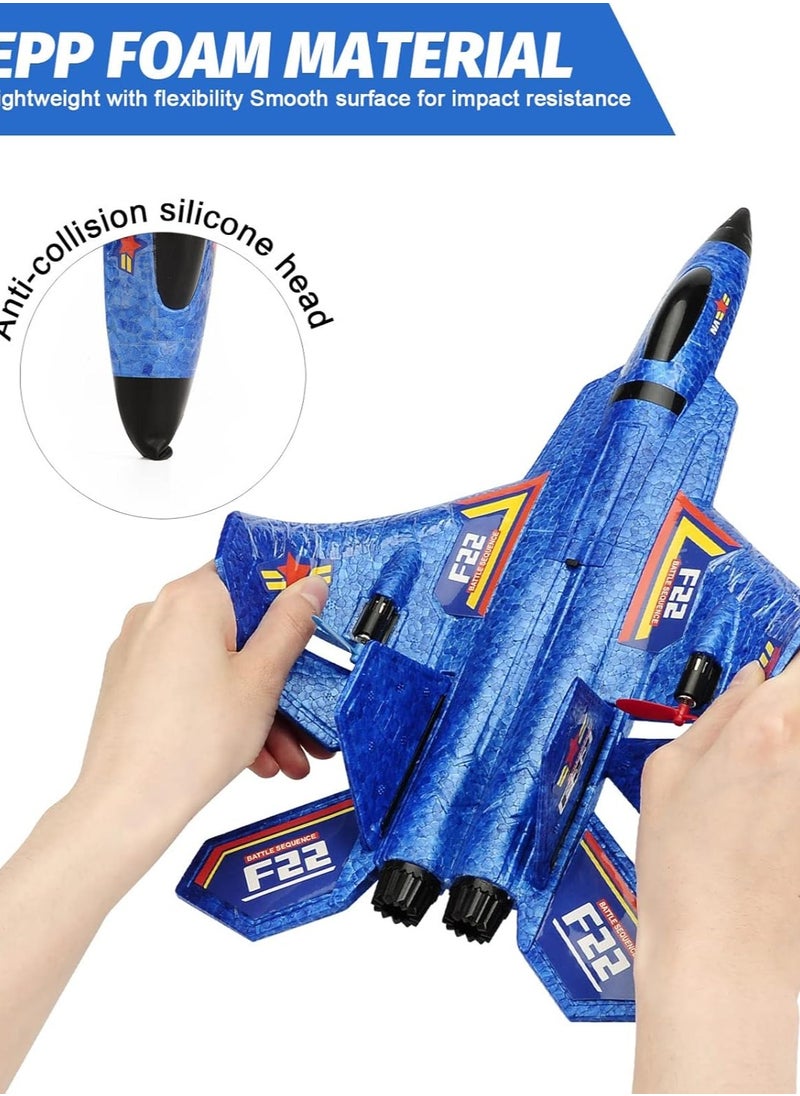 TOYS-EGYPT Raptor RFT-22 RC Airplane, 2.4GHz 6-Axis Gyroscope with Light Bar, Jet Fighter Toy for Kids and Beginners (Blue)  - Image 3