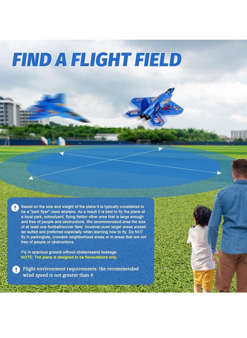 TOYS-EGYPT Raptor RFT-22 RC Airplane, 2.4GHz 6-Axis Gyroscope with Light Bar, Jet Fighter Toy for Kids and Beginners (Blue)  - Image 5
