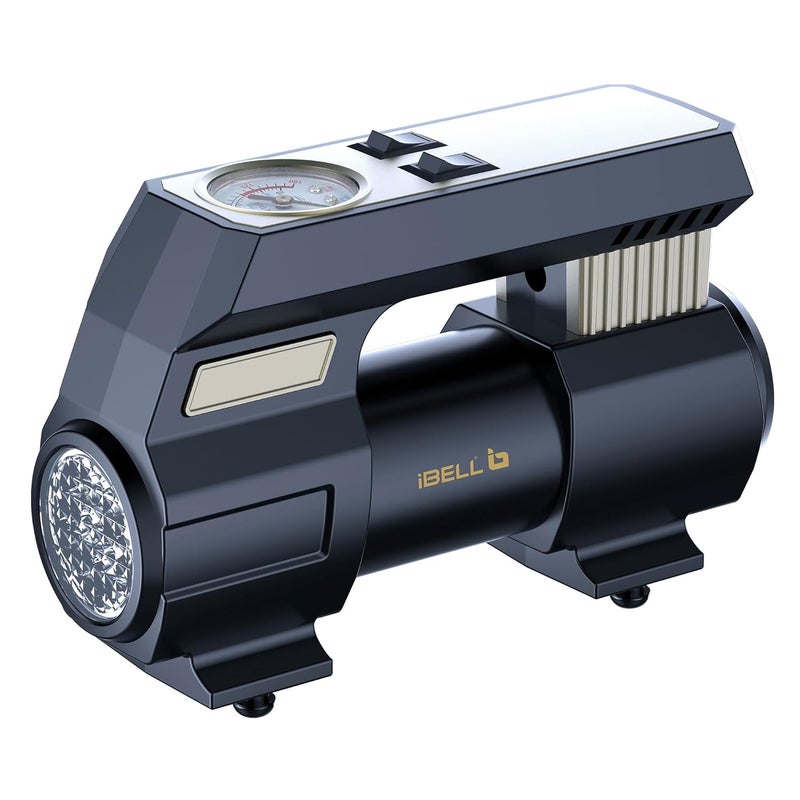 IBELL TOOLS IBELL Plastic, Polypropylene Car/Bike Tyre Inflator CA12-98, 12V DC, 120W, 12A, Air Flow 25L/Min, 150 PSI With Emergency LED Flashlight - Image 1