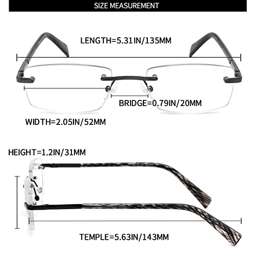 JJWELL 3 Pack Reading Glasses for Men Blue Light Blocking, Lightweight Rimless Metal Mens Eyeglasses Readers, Anti Eyestrain/Dryness/Computer Glare/UV 400, Spring Hinge Eyeglasses(3.00 Strength) - Image 5