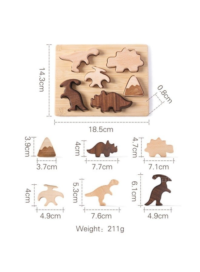 ألعاب تعليمية من السيليكون بدرجة الطعام، ألغاز التعرف على الأشكال للتعلم المبكر للأطفال، لوحة تجميع خشبية ثلاثية الأبعاد للأطفال، مجموعة لعب ممتعة - اللون: ألغاز معرفية ديناصور خشبي - Image 1