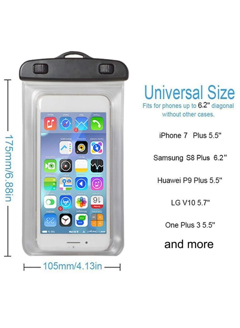 Rubik Universal Waterproof Mobile Phone Pouch Case Dry Bag with Aramband and Nick Strap Fits All Smartphones Up To 6inch Diagonal Size (Black)  - Image 2
