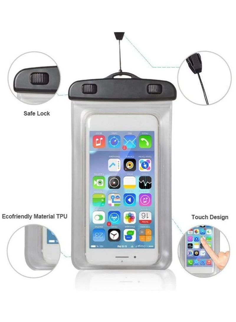 Rubik Universal Waterproof Mobile Phone Pouch Case Dry Bag with Aramband and Nick Strap Fits All Smartphones Up To 6inch Diagonal Size (Black)  - Image 3
