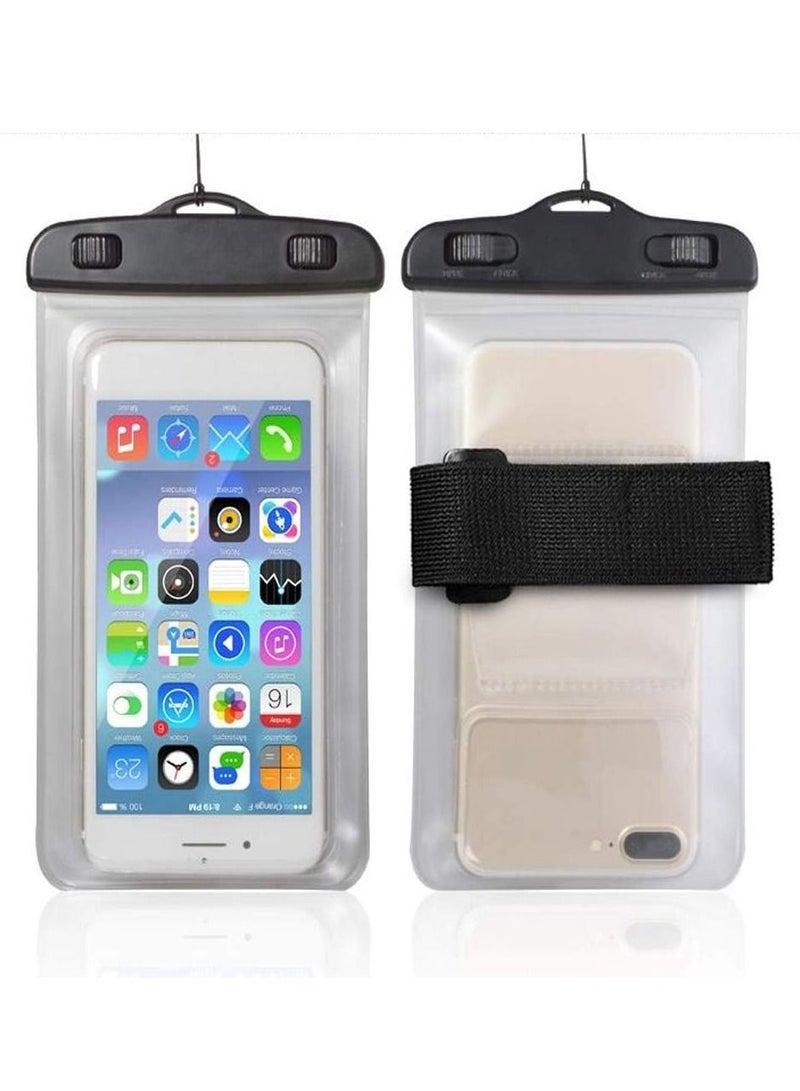 Rubik Universal Waterproof Mobile Phone Pouch Case Dry Bag with Aramband and Nick Strap Fits All Smartphones Up To 6inch Diagonal Size (Black)  - Image 1
