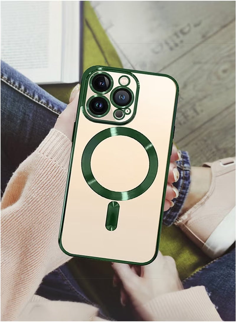 CATANES (لآيفون 13 برو) غلاف كست بتصميم كلاسيكي مع ميغ سيف - شفاف مع لمسات معدنية خضراء - Image 4