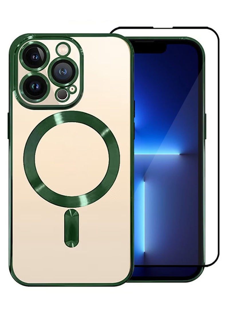 CATANES (لآيفون 13 برو) غلاف كست بتصميم كلاسيكي مع ميغ سيف - شفاف مع لمسات معدنية خضراء - Image 2