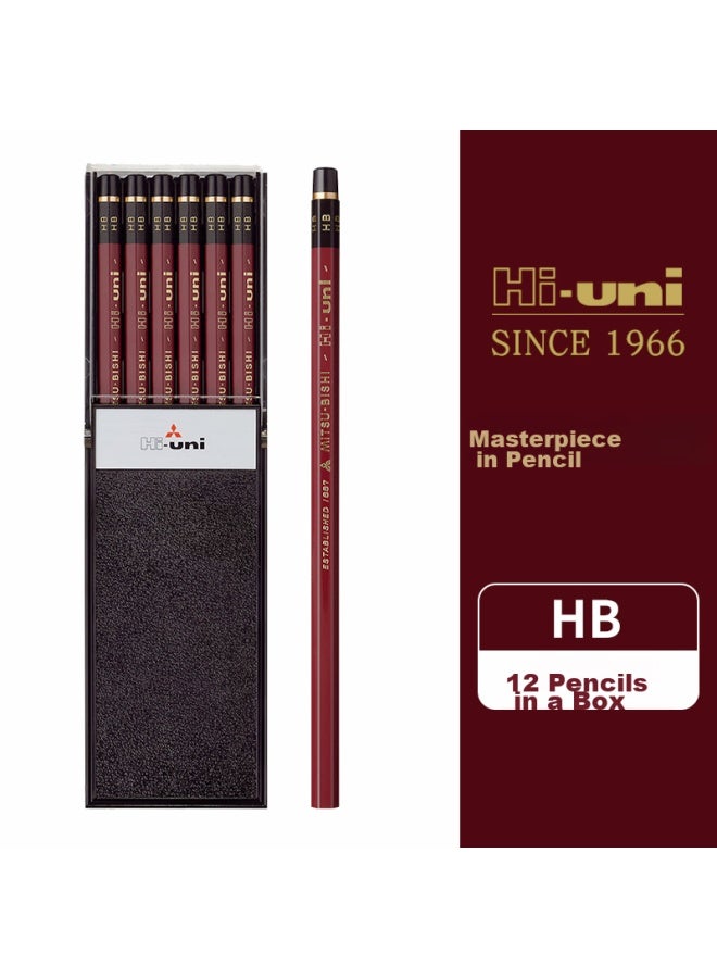 يوني Mitsubishi (uni) أقلام الرسم، أقلام الطالب Hi-uni أقلام رصاص خشبية للطلاب Hb، عبوة من 12 - Image 1