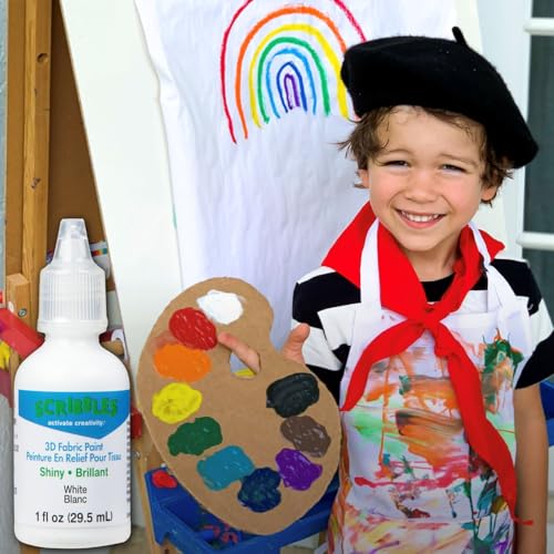 Scribbles 13903 3D Fabric Paint Shiny,White - Image 5