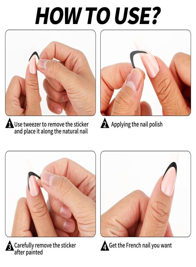 Prasacco 1560 قطعة ملصقات أظافر فرنسية ذاتية اللصق، أدلة أظافر فرنسية، شرائط مانيكير فرنسية، أداة أظافر فرنسية، 40 ورقة - Image 4