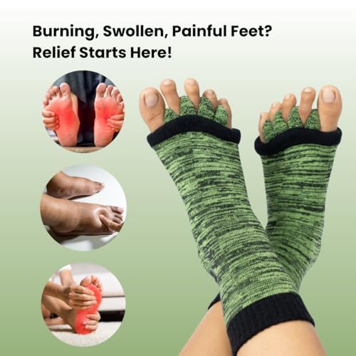 DIRTS Original Foot Alignment 5-Toe Separator Orthopedic Cotton Socks for Women & Men – Bunion Corrector & Plantar Fasciitis Support (Green, Large) - Image 4