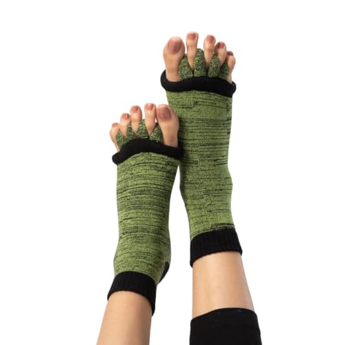 DIRTS Original Foot Alignment 5-Toe Separator Orthopedic Cotton Socks for Women & Men – Bunion Corrector & Plantar Fasciitis Support (Green, Large) - Image 1
