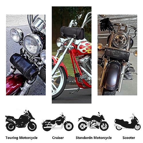 GARGOYLE BELLS Motorcycle Tool Bags with Flames Handlebar Bag Universal Motorcycle Fork Bag Saddlebags Sissy Bar Storage Tool Bag for Motorcycle (Black with Eagle, 12") - Image 5