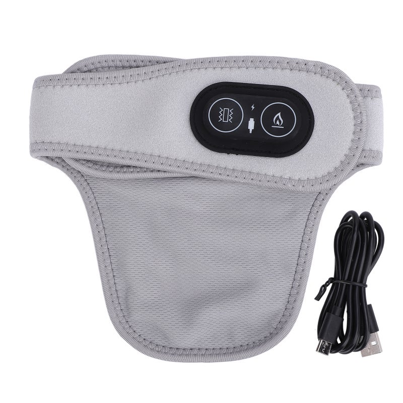 Neck Heating Pad Portable Electric Heated Wrap with Vibrating Hot Compress USB Plug in Grey - Image 1