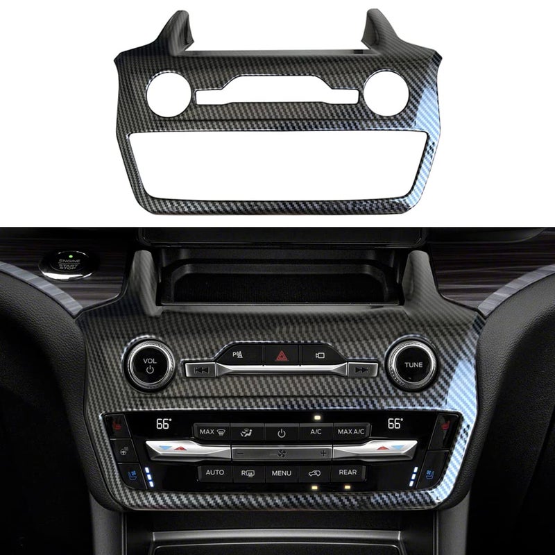 ruihe Carbon Fiber Color Center Dash Radio Audio Control Panel Automatic Climate AC Heater Temperature Control Cover Trim Fit for Ford Explorer 2020 2021 2022 2023