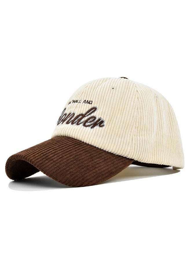 NIBEMINENT New Style Women Men Autumn Winter Warm Baseball Cap Letter Embroidered Splicing Peaked cap Korean Version Versatile Casual Adjustable Hat Coffee+Beige  - Image 1