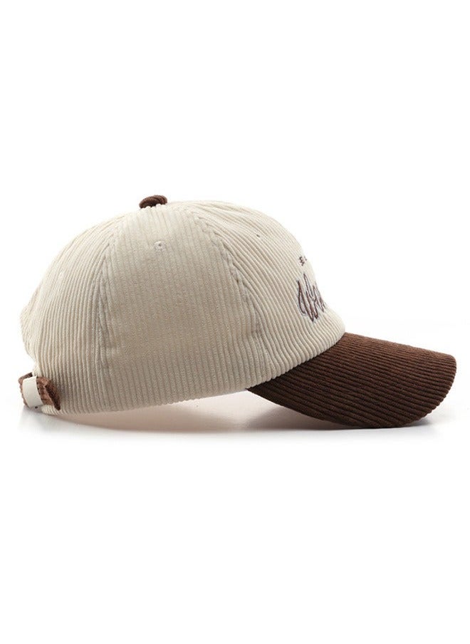 NIBEMINENT New Style Women Men Autumn Winter Warm Baseball Cap Letter Embroidered Splicing Peaked cap Korean Version Versatile Casual Adjustable Hat Coffee+Beige  - Image 4