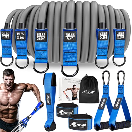 HPYGN Resistance Bands, Weight Bands with Handles, Ankle Straps, Door Anchor, Exercise Equipment for Muscle Training, Heavy Duty Workout Bands Strength Training Equipment for Men - Image 1
