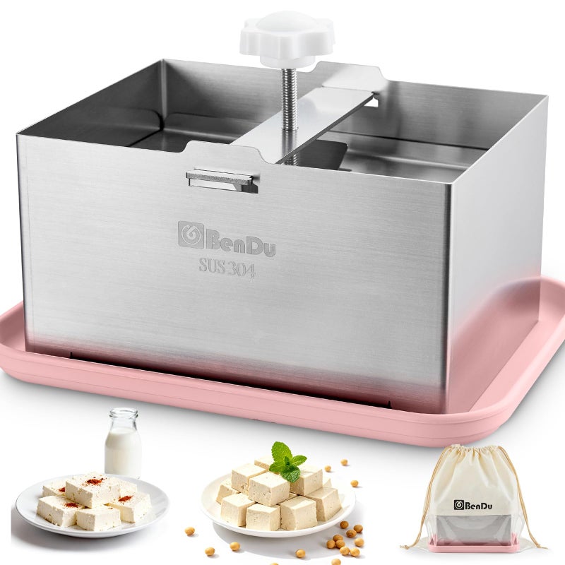 BdAi Tofu PressTofu Press Stainless Steel with Tofu Presser Towel and Drip Tray for Homemade Tofu and Improved Tofu Flavor TextureVersatile for paneer and Cheese Press