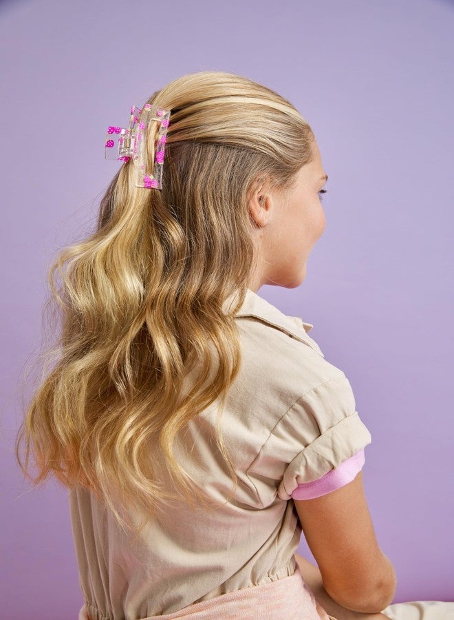 iscream 3" Sweet Strawberry Claw Hair Clip - Clear with Glitter - Image 3