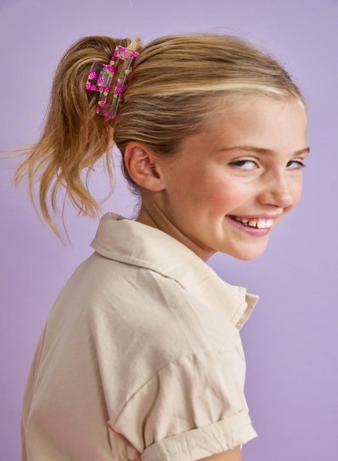 iscream 3" Sweet Strawberry Claw Hair Clip - Clear with Glitter - Image 5