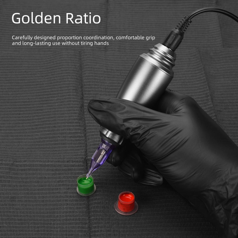 Silver gray Holy Flame RCA interface electroplated aluminum alloy short pen motor tattoo machine rotary tattoo pen (including hook line) 1pc - Image 4