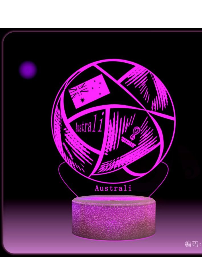 althiqahkey Football 2022 Qatar 3D Acrylic LED 16 Colour Night Light With Remote Table Lamp Gift Football Team Australia - Image 2