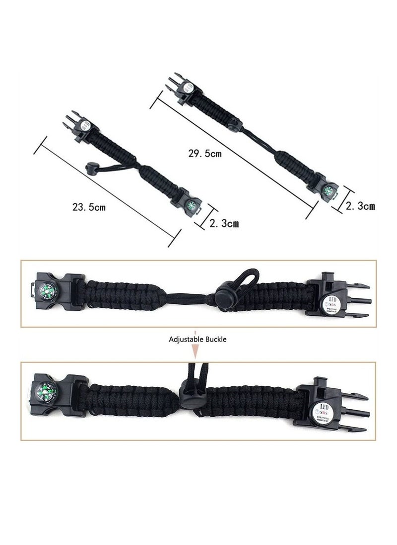 Excefore - Adjustable Survival Bracelet, 7 core Paracord 20 in 1 Emergency Sports Wristband Gear kit Waterproof LED SOS Light, Compass, fire Starter Multi-Tool Adventure - Image 1