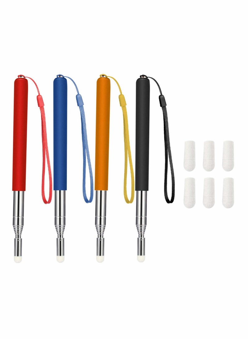 Captaintech Telescopic Pointer Stick with Hand Lanyard 4 Pieces Teacher Pointer for Classroom Presentation Pointers for Teachers Hand Pointer Extendable Pointer Stick Retractable Pointer Pen Whiteboard - Image 1