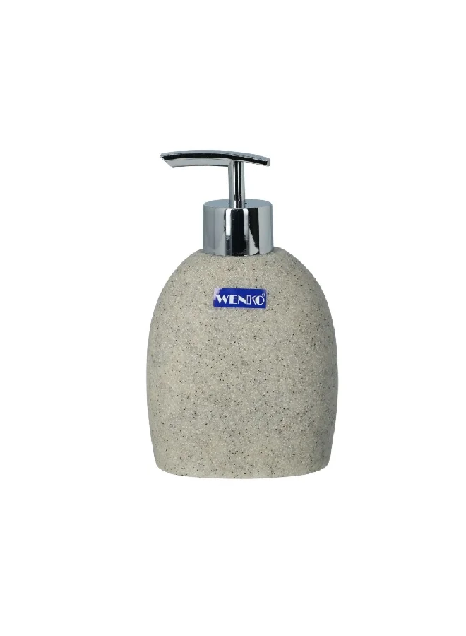 Wenko High Quality Polyresin Soap Dispenser Beige and Silver 295 ml 22020100