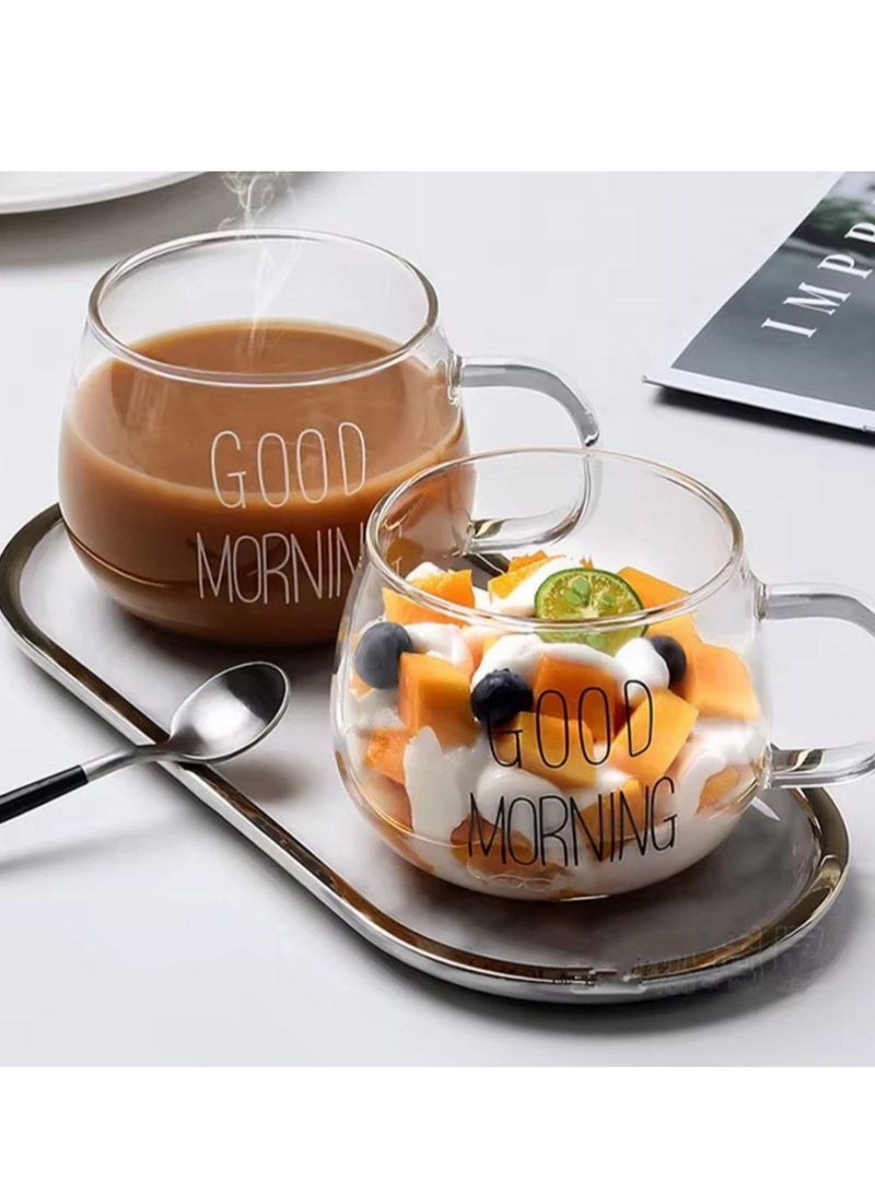 Persepolis Good Morning Glass Coffee Tea Breakfast Mug Clear Cup for Drinks Milk  - Image 2