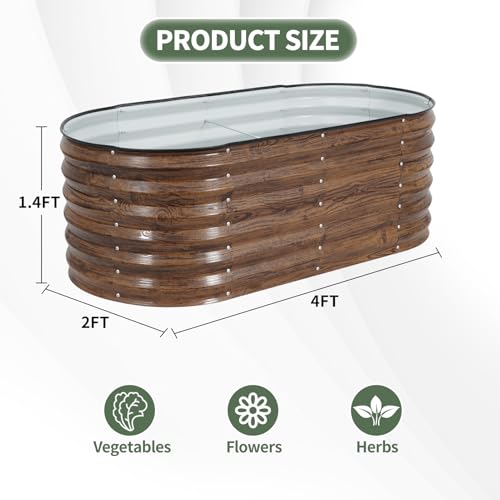 1MORE Galvanized Raised Garden Bed- Planter Garden Boxes Outdoor, Raised Beds for Gardening, 4x2x1.4ft Metal Garden Bed Kit for Vegetables Flower, Planter Raised Bed with Protective Tape & Tools.Grain - Image 4