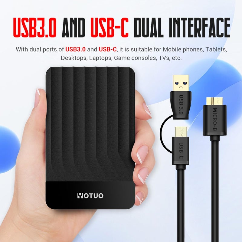 YOTUO Portable External Hard Drive Storage Expansion Mobile HDD USB 3.0 for PC, Mac, Desktop, Laptop, PS4, PS5, Xbox One X/S, Xbox 360, Xbox Series X/S, Office & Game (Black, 500GB) - Image 4