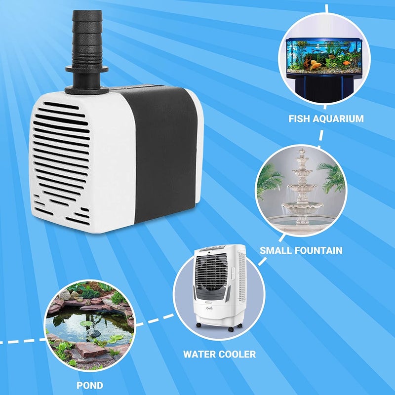 FEDUS مضخة مياه مبردة بقوة 14 واط لتربية الأحياء المائية، مضخة رفع مياه صغيرة غاطسة للبرك، النوافير، مبرد الهواء الصحراوي، حوض السمك، التماثيل، الزراعة المائية (14 واط) - Image 2
