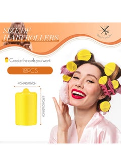 Geyoga Geyoga 18 Pieces Sponge Hair Rollers Large Soft Foam Hair Styling Curlers Large Size Hairdressing Curlers for Women(1.4 x 2.6 Inches,Yellow)  - Image 1