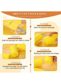 Geyoga Geyoga 18 Pieces Sponge Hair Rollers Large Soft Foam Hair Styling Curlers Large Size Hairdressing Curlers for Women(1.4 x 2.6 Inches,Yellow)  - Image 2