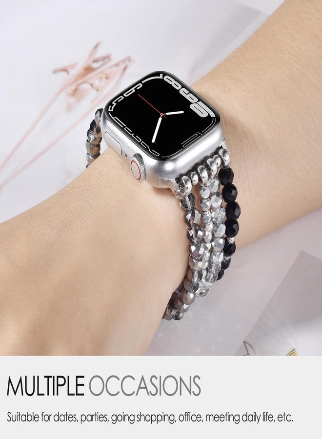 VISOOM Beaded Bracelet Compatible for Apple Watch Band 42mm/41mm/40mm/38mm Series11 10 9 8 7 Se(3 2 1) Series 6/5/4 Women Fashion Cute Handmade Pearl Stretchy Watch Strap for iWatch Bands 3/2/1 - Image 5