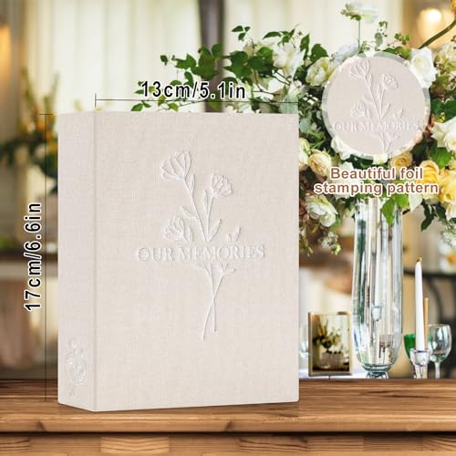 Lanpn Small Photo Albums 4x6 50 Pictures 2 Packs Mini Capacity Linen OUR MEMORIES Photo Book Photobook Pockets Set Each Pack holds 50 Vertical Pictures for Family Baby Kids Boy Girl Beige - Image 3