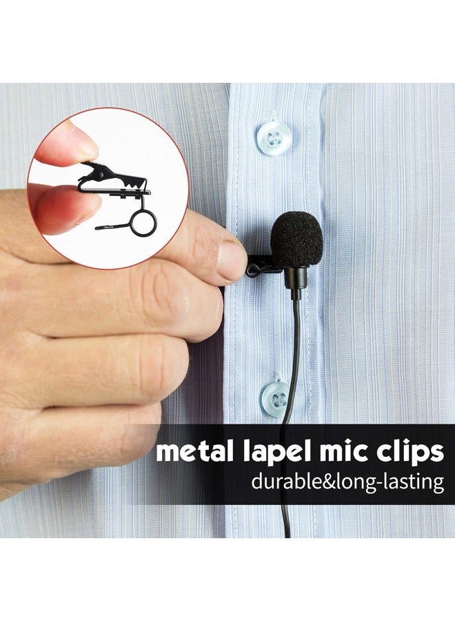 TOODOO 36 Pieces Lapel Mic Clips Sponge Cover Kit 18 Pieces Mental Lavalier Microphone Clip Plastic Lavalier Wire Clips 18 Pieces Foam Windscreen Cover Lapel Mic Windscreen Foam Covers for Interview Video - Image 3