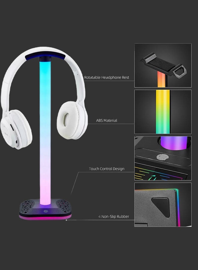 فلاي رود حامل سماعات رأس للألعاب، حامل سماعات رأس RGB، حامل سماعات رأس مزود بـ 10 أوضاع إضاءة لسطح المكتب، واللاعبين، والملحقات - Image 2