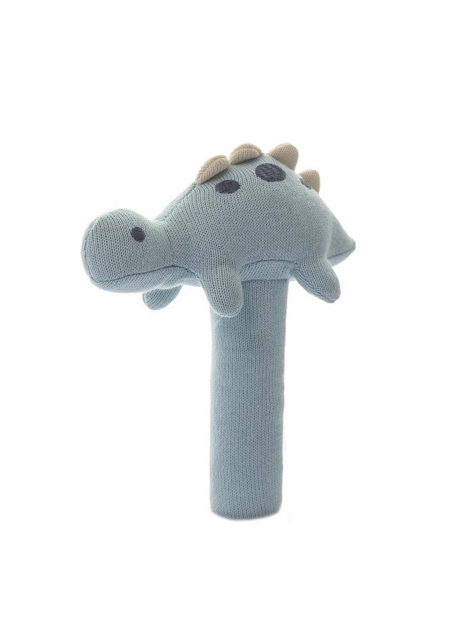 Pluchi Stego Dino Cotton Knitted Stuffed Soft Rattle Toys (16cm X 10cm) (Baby Blue) - Image 3