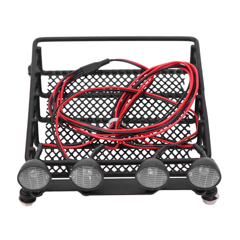 حامل أمتعة للسقف مع مصابيح LED مستديرة لسيارة Axial SCX10 RC مقياس 1/10 (2 أبيض و 2 أحمر) - Image 1